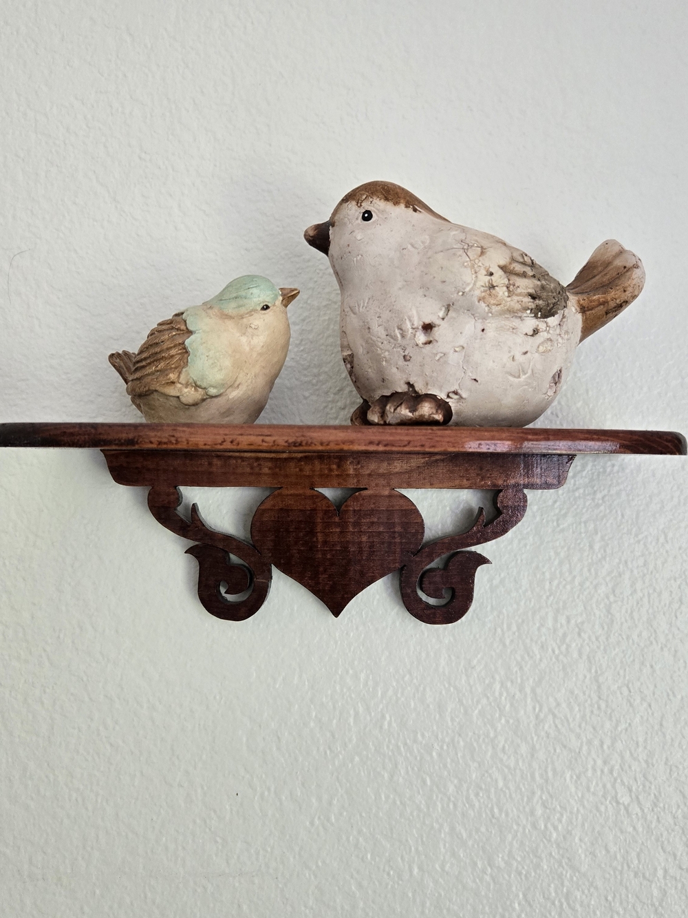 Vintage Wooden Heart Wall Shelf - Rustic Cottagecore Decor